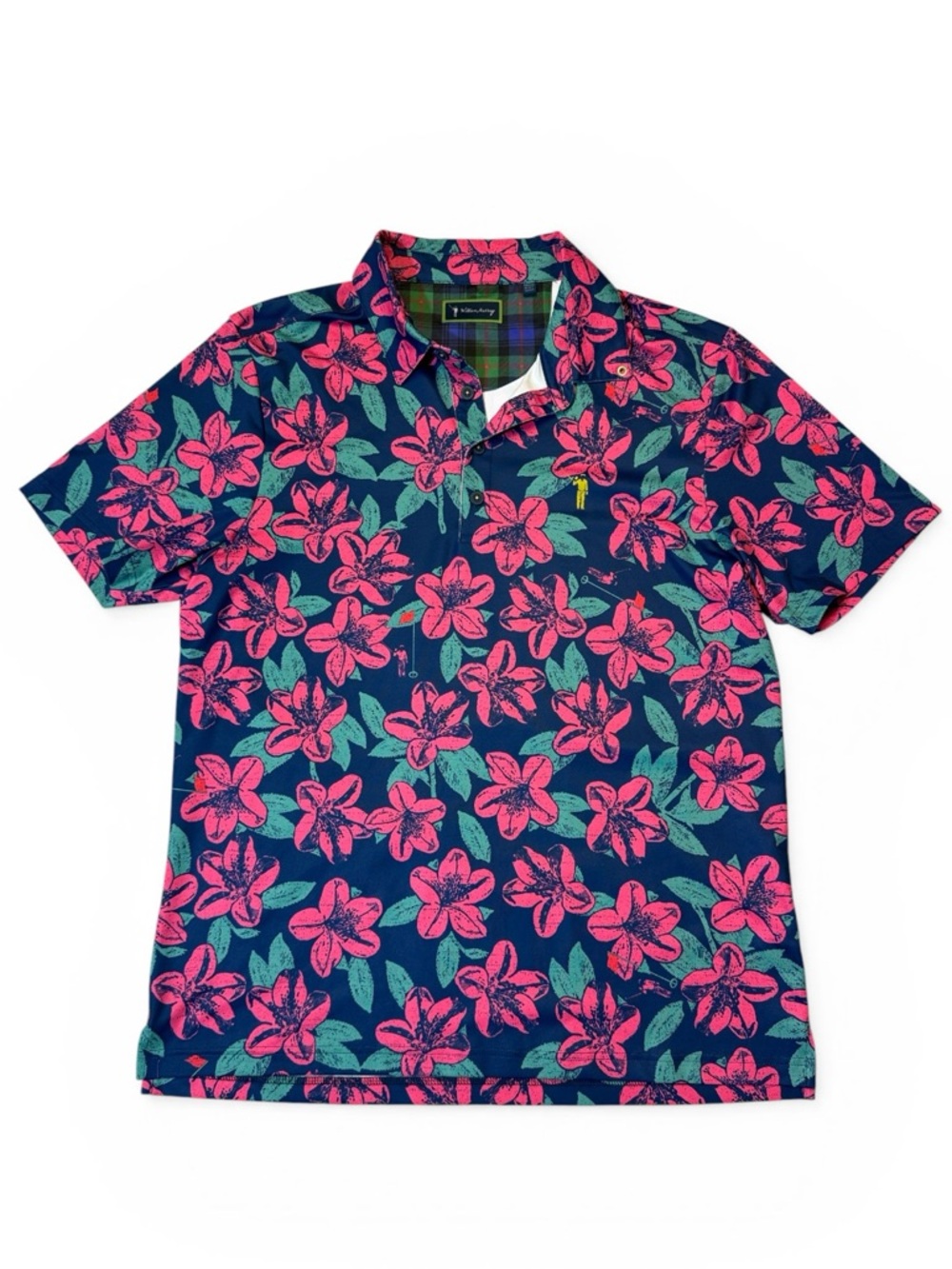 William Murray mens M Medium pink floral performance golf polo shirt EUC